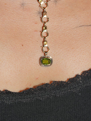 Anemone Peridot East West Cushion Cut Charm in Yellow 14k Gold