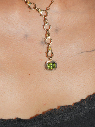 LeoLeoLeo Peridot Triple East West Can Cut Charm in Yellow 14k Gold