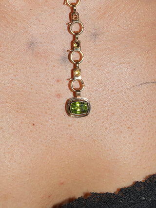LeoLeoLeo Peridot Triple East West Can Cut Charm in Yellow 14k Gold