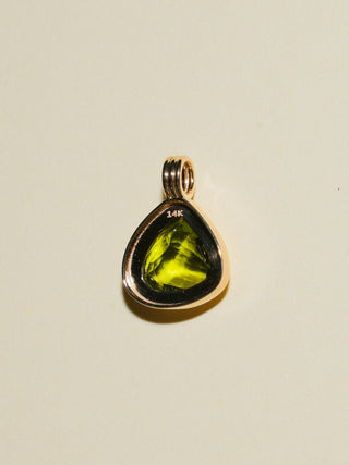 Key Lime Pie Peridot Triple Pear Cut Charm in Yellow 14k Gold