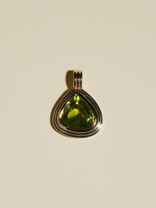 Key Lime Pie Peridot Triple Pear Cut Charm in Yellow 14k Gold