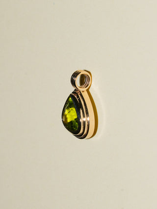 Key Lime Pie Peridot Triple Pear Cut Charm in Yellow 14k Gold