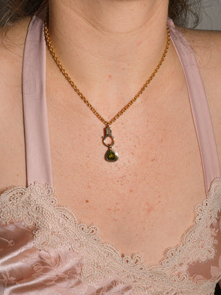 Key Lime Pie Peridot Triple Pear Cut Charm in Yellow 14k Gold