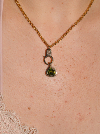 Key Lime Pie Peridot Triple Pear Cut Charm in Yellow 14k Gold