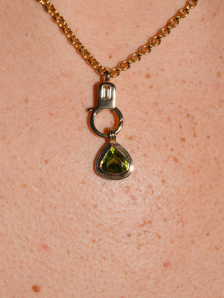 Key Lime Pie Peridot Triple Pear Cut Charm in Yellow 14k Gold