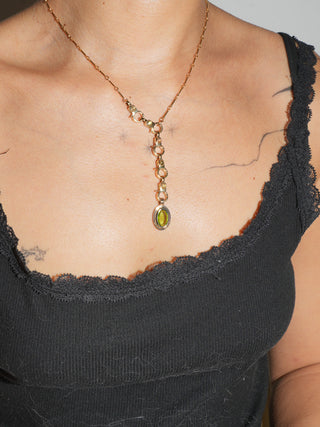 Lion of the Sea Peridot Triple Oval Cut Charm in Yellow 14k Gold