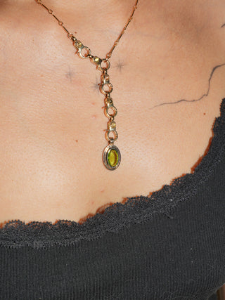 Lion of the Sea Peridot Triple Oval Cut Charm in Yellow 14k Gold