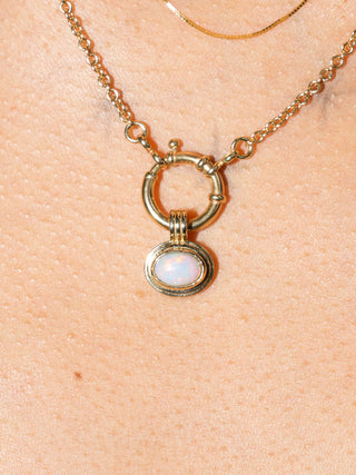 Wish is my Opal Triple East to West Oval Cabochon Charm in Yellow 14k Gold