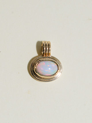 Ask Again Opal Triple East to West Oval Cabochon Charm in Yellow 14k Gold