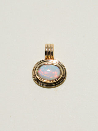 Ask Again Opal Triple East to West Oval Cabochon Charm in Yellow 14k Gold