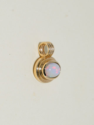 Ask Again Opal Triple East to West Oval Cabochon Charm in Yellow 14k Gold