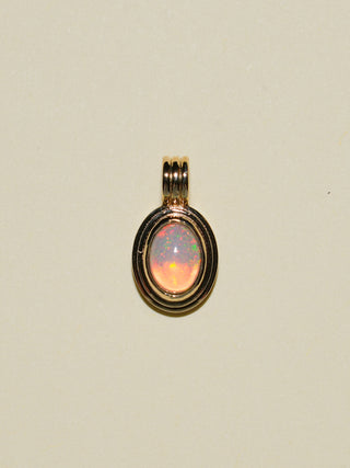 Wizard Confetti Opal Triple Oval Cabochon Charm in Yellow 14k Gold