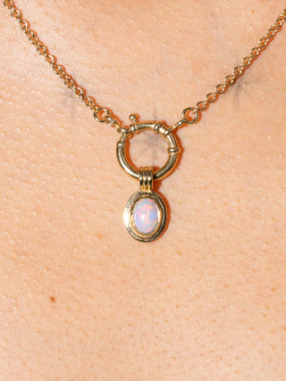 Manifesting Opal Triple Oval Cabochon Charm in Yellow 14k Gold