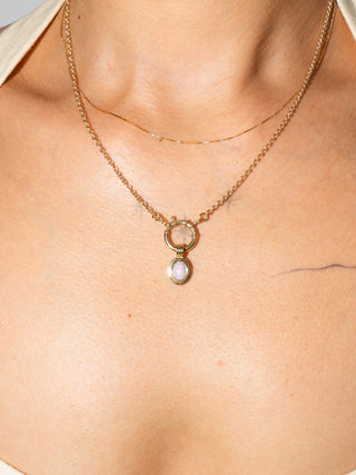 Manifesting Opal Triple Oval Cabochon Charm in Yellow 14k Gold