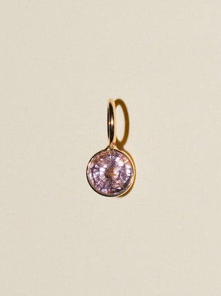 Peachy Keen Spinel Round Cut Charm in Yellow 14k Gold