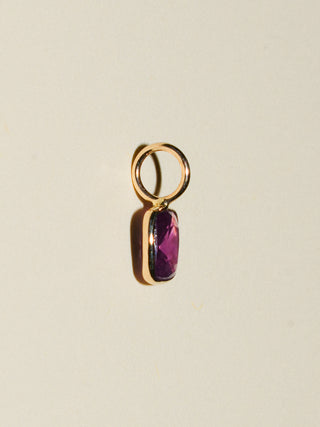 Grape Soda Spinel Cushion Cut Charm in Yellow 14k Gold