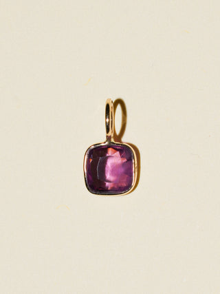 Grape Soda Spinel Cushion Cut Charm in Yellow 14k Gold