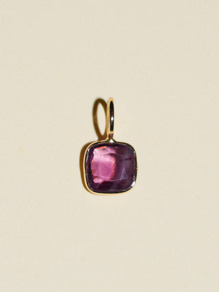 Grape Soda Spinel Cushion Cut Charm in Yellow 14k Gold