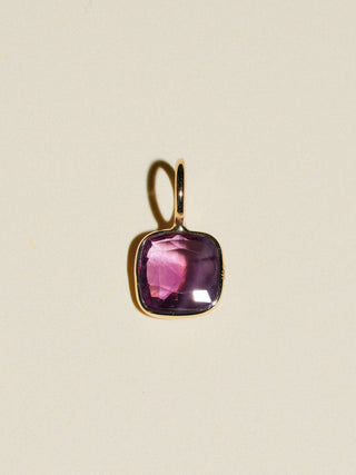 Grape Soda Spinel Cushion Cut Charm in Yellow 14k Gold