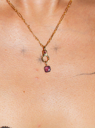 Grape Soda Spinel Cushion Cut Charm in Yellow 14k Gold