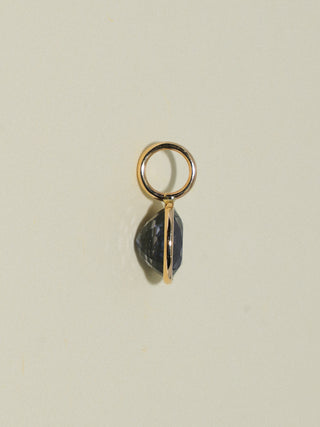 Owl Hour Navy Spinel Oval Cut Charm in Yellow 14k Gold