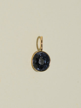 Owl Hour Navy Spinel Oval Cut Charm in Yellow 14k Gold
