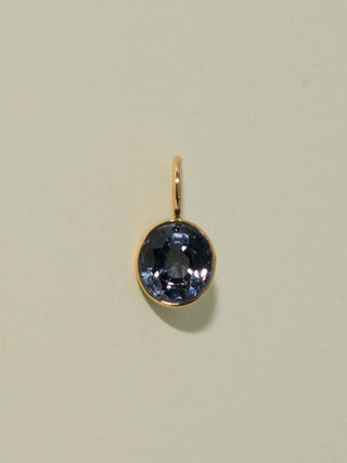 Owl Hour Navy Spinel Oval Cut Charm in Yellow 14k Gold