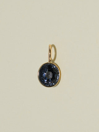 Owl Hour Navy Spinel Oval Cut Charm in Yellow 14k Gold