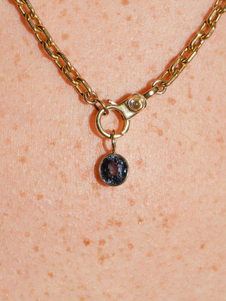 Owl Hour Navy Spinel Oval Cut Charm in Yellow 14k Gold