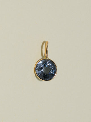 Midnight Rain Navy Spinel Oval Cut Charm in Yellow 14k Gold