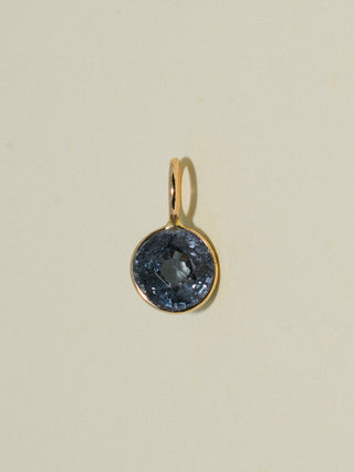 Midnight Rain Navy Spinel Oval Cut Charm in Yellow 14k Gold