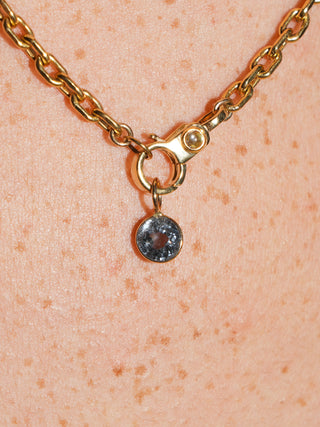 Midnight Rain Navy Spinel Oval Cut Charm in Yellow 14k Gold