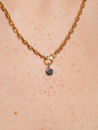 Midnight Rain Navy Spinel Oval Cut Charm in Yellow 14k Gold