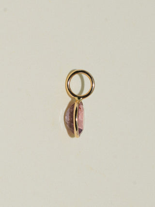 Angel Face Pink Spinel Oval Cut Charm in Yellow 14k Gold