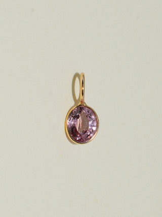 Angel Face Pink Spinel Oval Cut Charm in Yellow 14k Gold