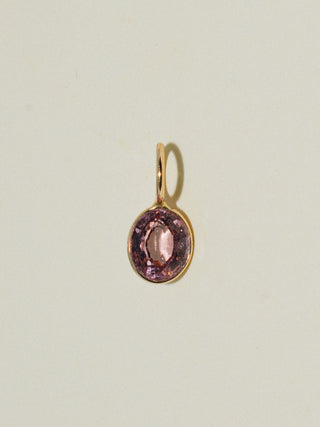 Angel Face Pink Spinel Oval Cut Charm in Yellow 14k Gold