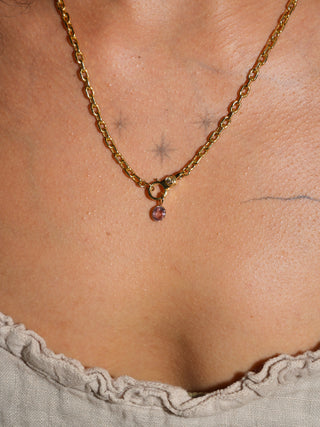 Angel Face Pink Spinel Oval Cut Charm in Yellow 14k Gold