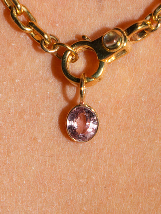 Angel Face Pink Spinel Oval Cut Charm in Yellow 14k Gold