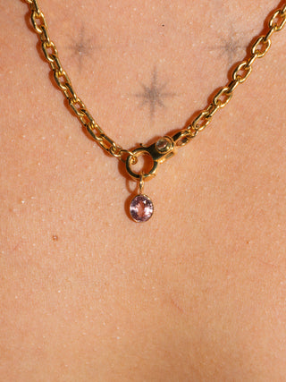 Angel Face Pink Spinel Oval Cut Charm in Yellow 14k Gold