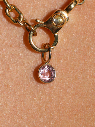 Anna Oliver Pink Spinel Oval Cut Charm in Yellow 14k Gold