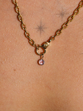 Anna Oliver Pink Spinel Oval Cut Charm in Yellow 14k Gold