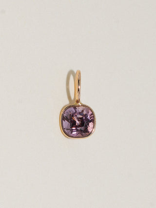 Butterfly Pink Spinel Cushion Cut Charm in Yellow 14k Gold