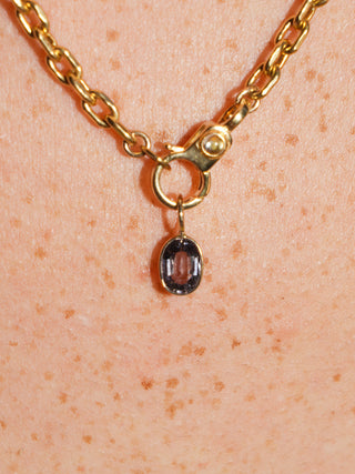 Girls Night Navy Spinel Oval Cut Charm in Yellow 14k Gold