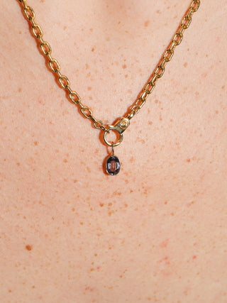 Girls Night Navy Spinel Oval Cut Charm in Yellow 14k Gold