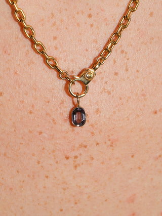 Girls Night Navy Spinel Oval Cut Charm in Yellow 14k Gold