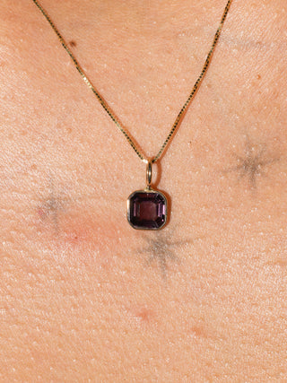 Cowry Spinel Emerald Cut Charm in Yellow 14k Gold