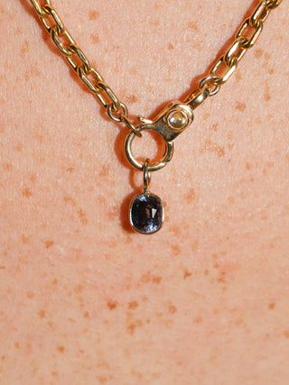 Sweety Pie Navy Spinel Oval Cut Charm in Yellow 14k Gold