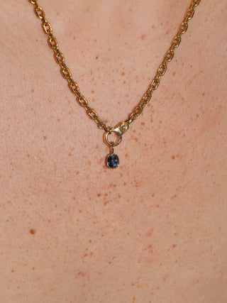 Sweety Pie Navy Spinel Oval Cut Charm in Yellow 14k Gold