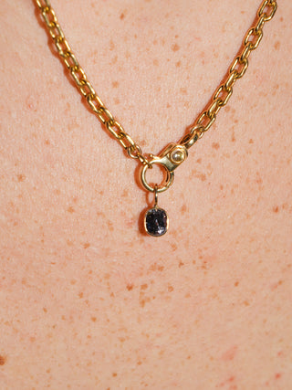 Sweety Pie Navy Spinel Oval Cut Charm in Yellow 14k Gold