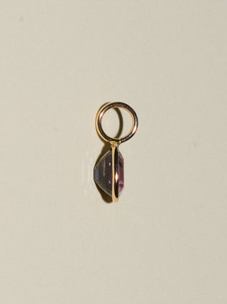 Eggplant Perfection Spinel Cushion Cut Charm in Yellow 14k Gold